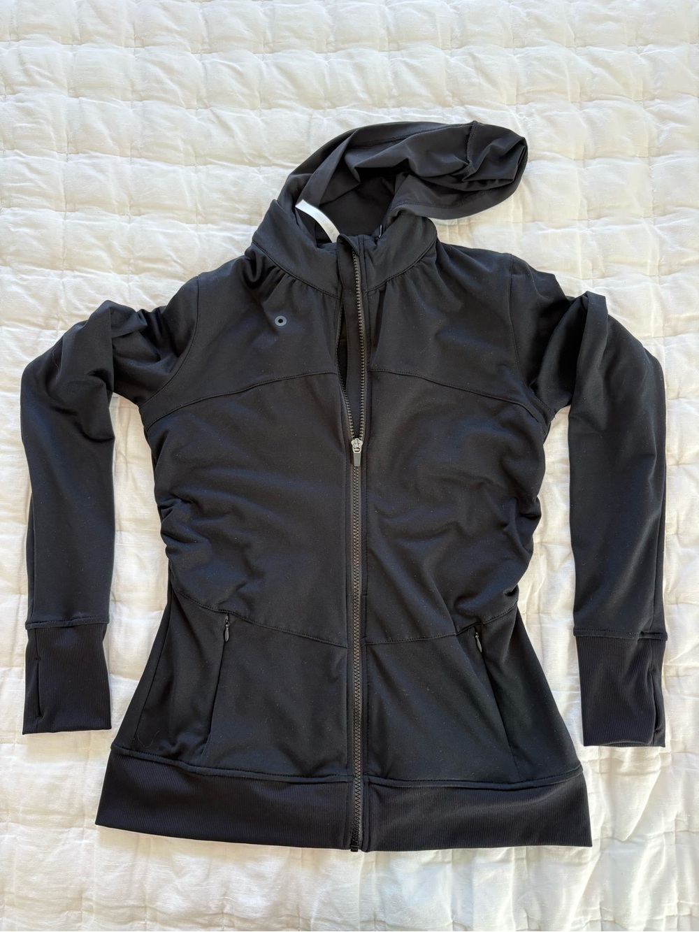 Fabletics Black Full-Zip Hooded Jacket
